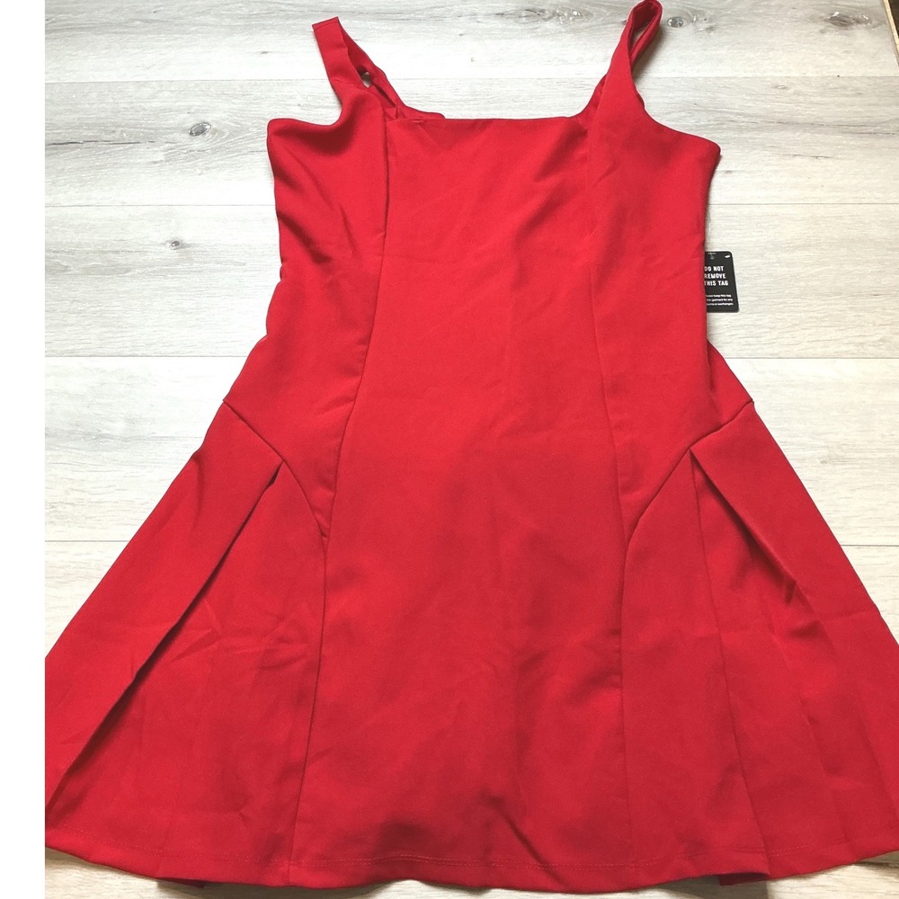 Express Fit and Flare Mini Square Neckline Dress Women Large Red New With Tags